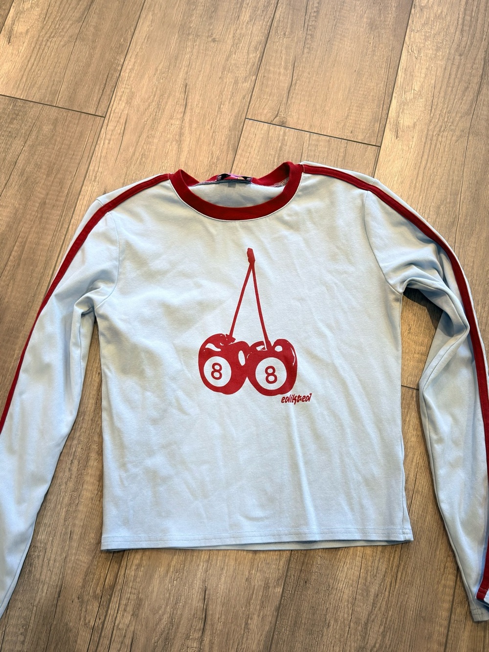 Edikted light blue tee with red trim